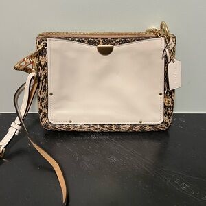 Coach Cream/Tan Purse with Pattern Accent